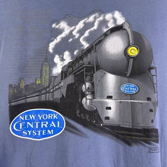 New York Central Railroad T-Shirt Adult 2XL Blue NYC Train Locomotive Transit - Picture 4 of 12